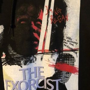 NEW THE EXORCIST Horror Raegan and Merrin Black Pullover Hoodie - NWOT